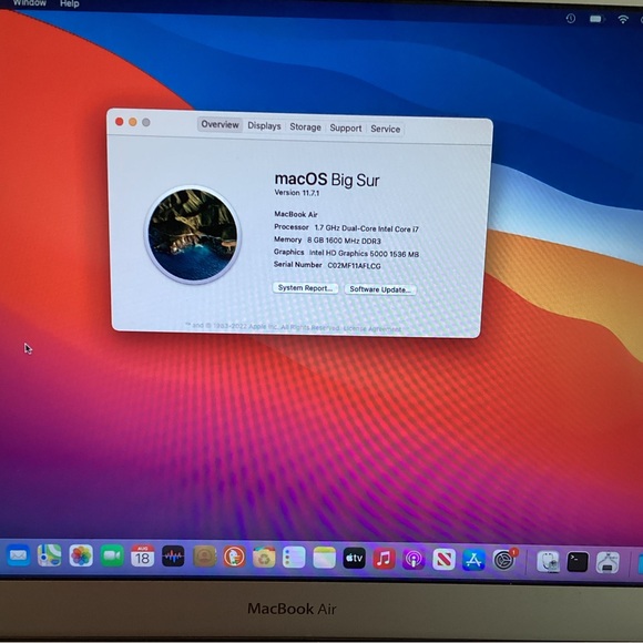 Apple MacBook Air Laptop Dual Core i7 1.7 13” Computer A1466 Intel 2013 Charger - Picture 3 of 14